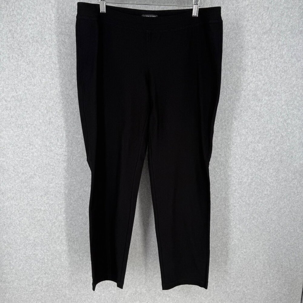 Eileen Fisher Pull On Ankle Pant Size M Black Lightweight Stretch Staple Classic